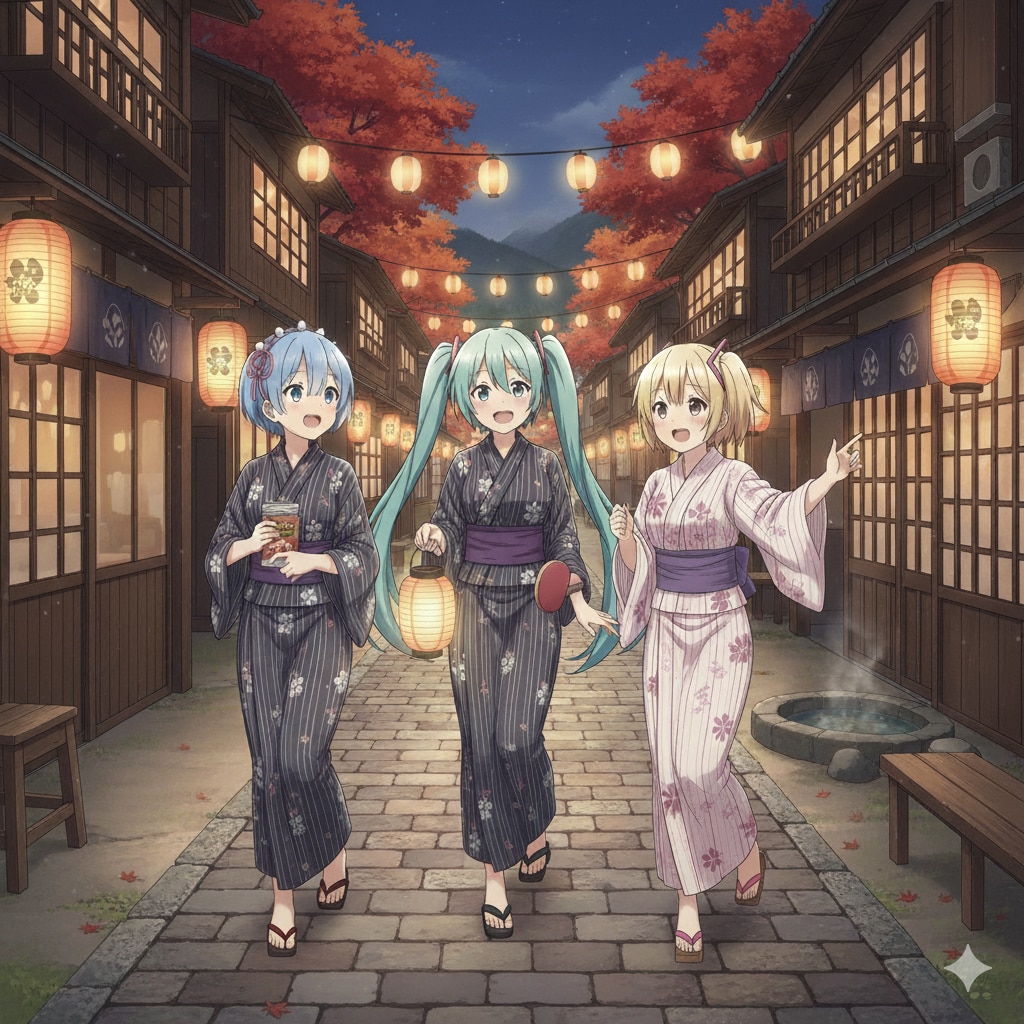 ミクさん達 秋の温泉に行く