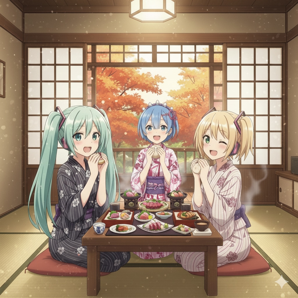 ミクさん達 秋の温泉に行く