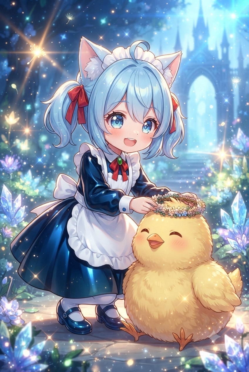 猫耳ちゃんとひよこ | の人気AIイラスト・グラビア