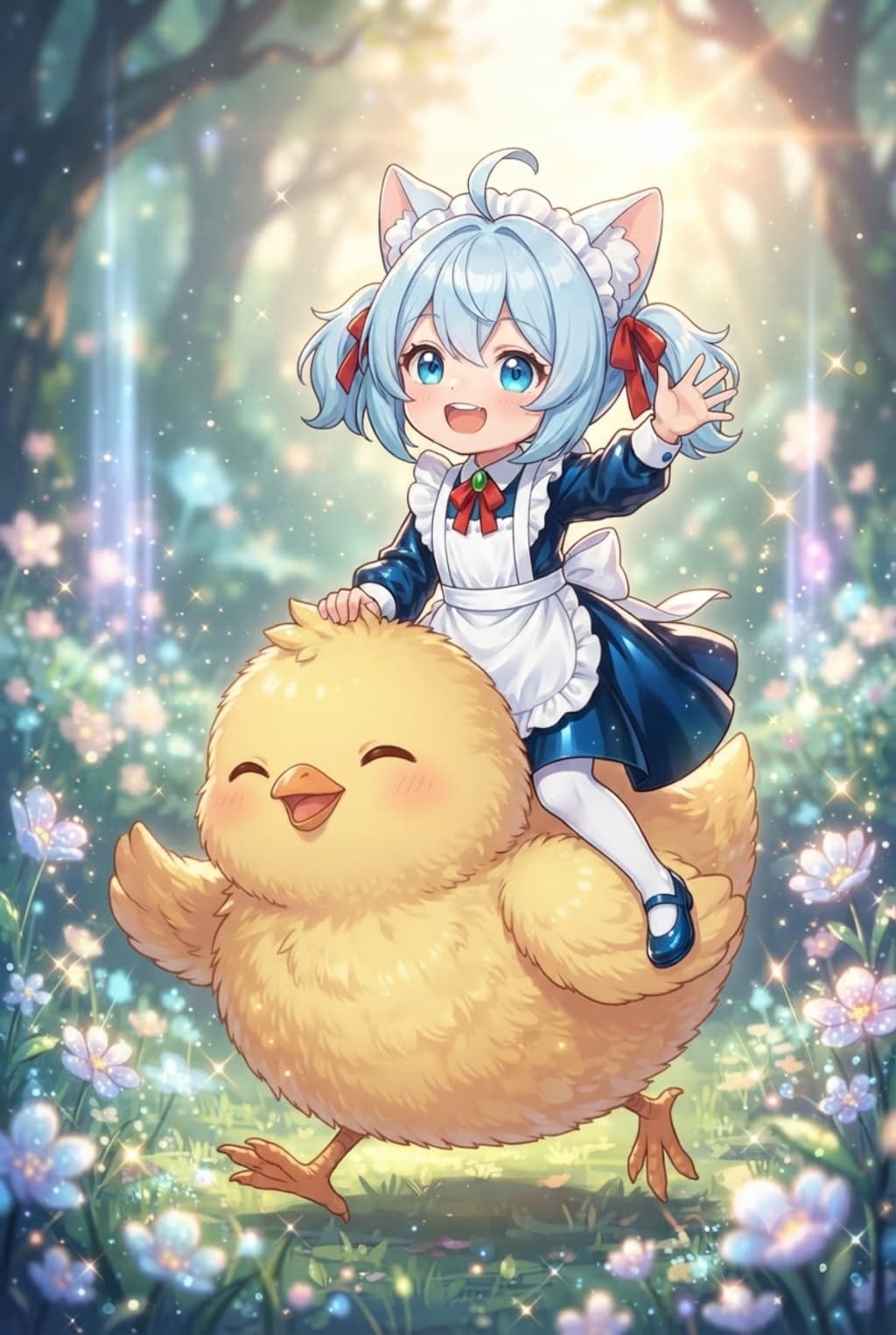 猫耳ちゃんとひよこ