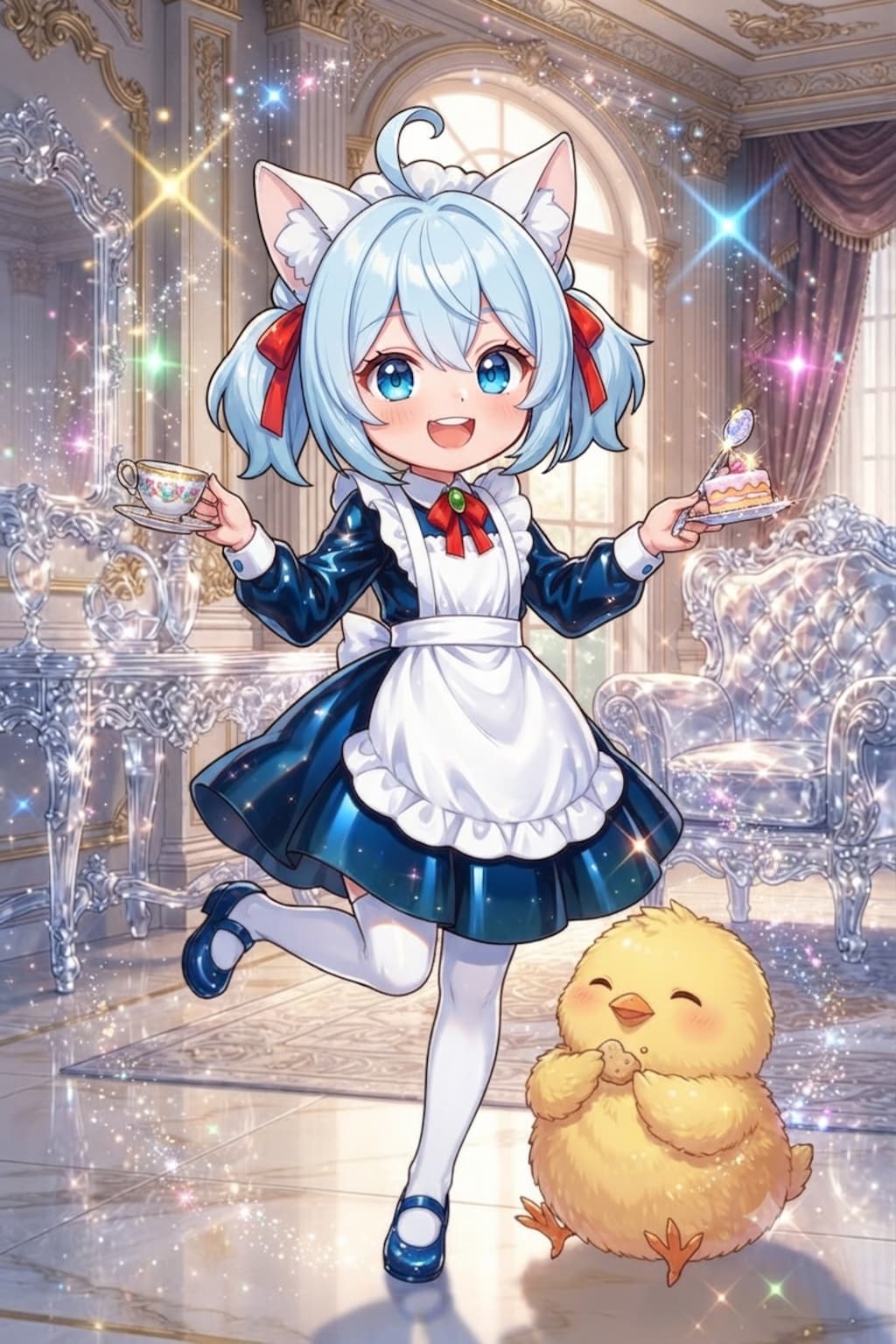 猫耳ちゃんとひよこ