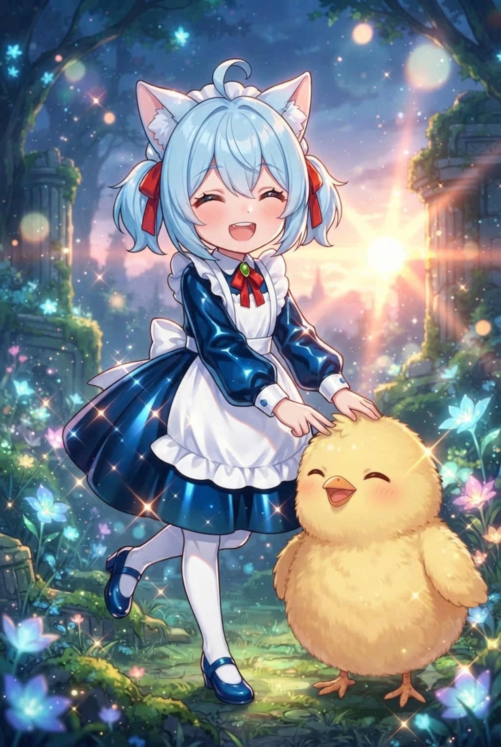 猫耳ちゃんとひよこ