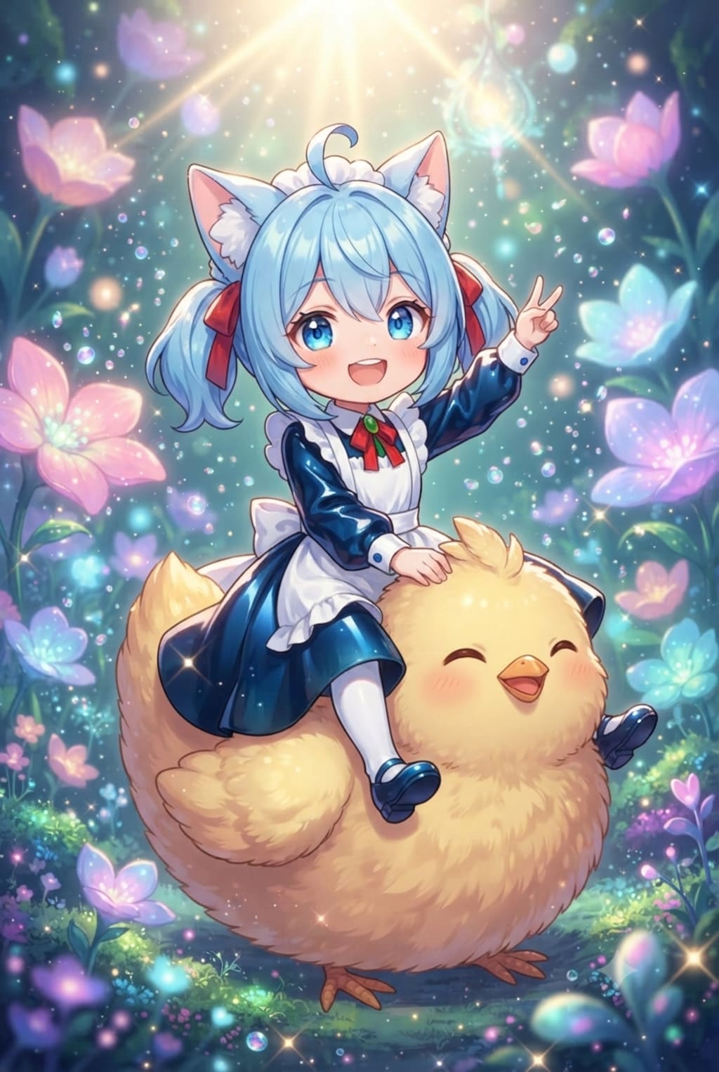 猫耳ちゃんとひよこ