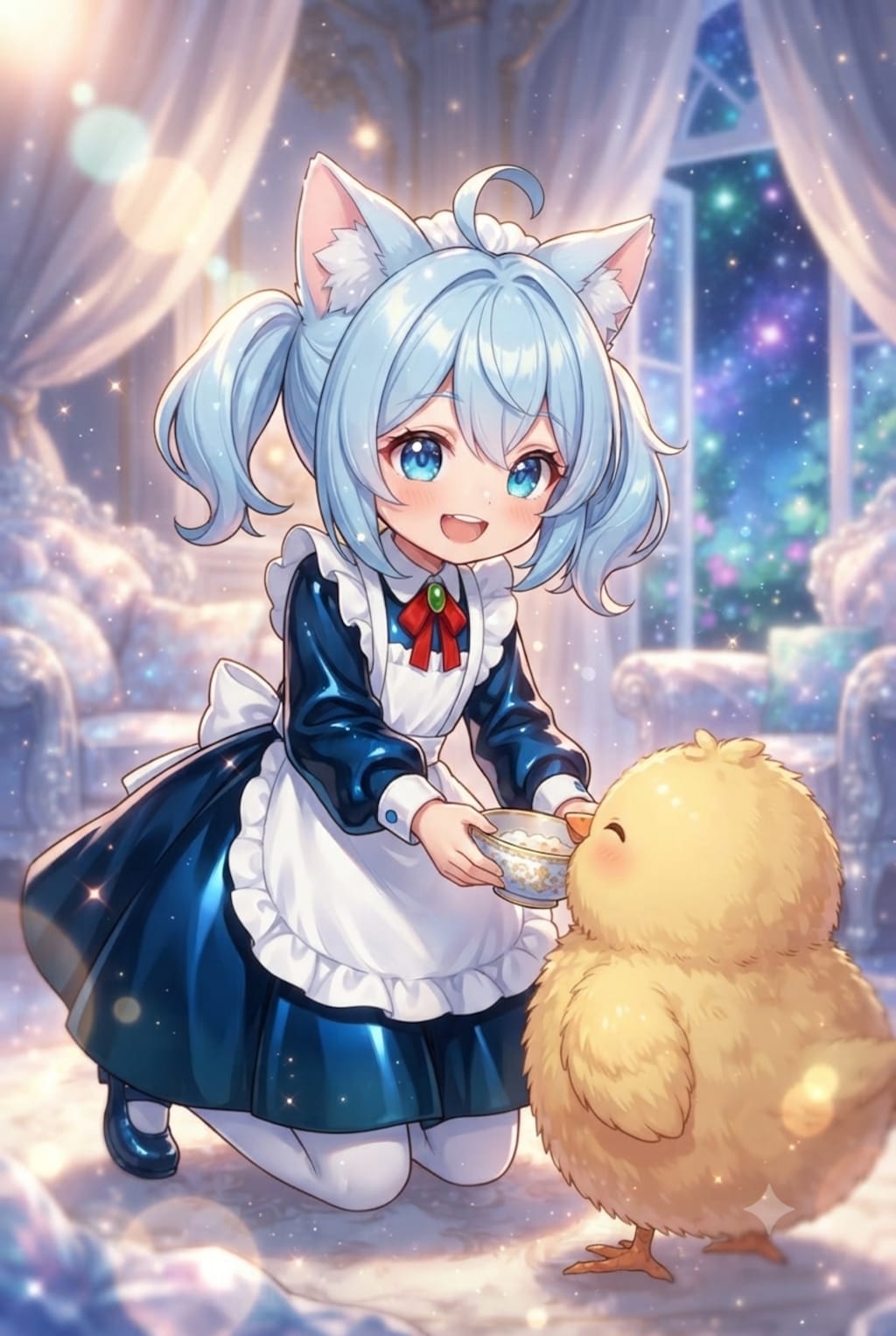 猫耳ちゃんとひよこ