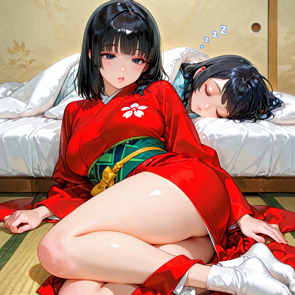 春眠暁を覚えずな着物美人達