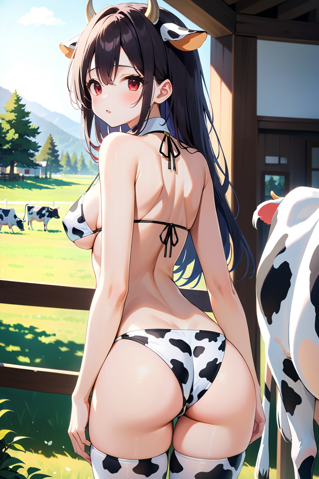 牝牛たちと牛柄ビキニちゃん