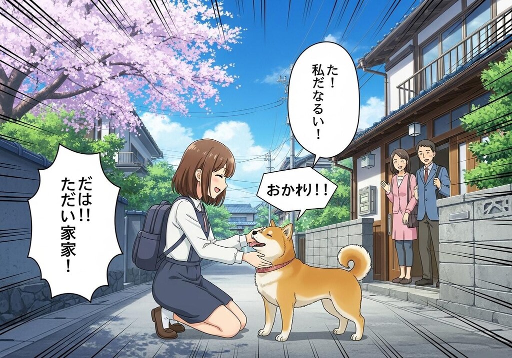 わんこがお出迎え　で喋らせてみた