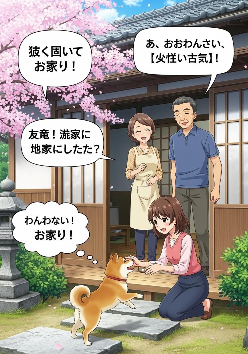 わんこがお出迎え　で喋らせてみた