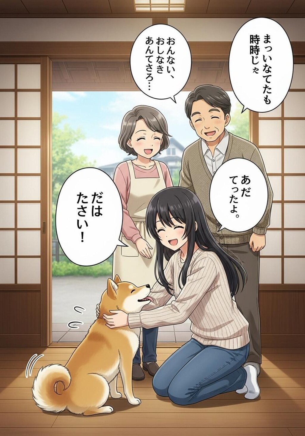 わんこがお出迎え　で喋らせてみた