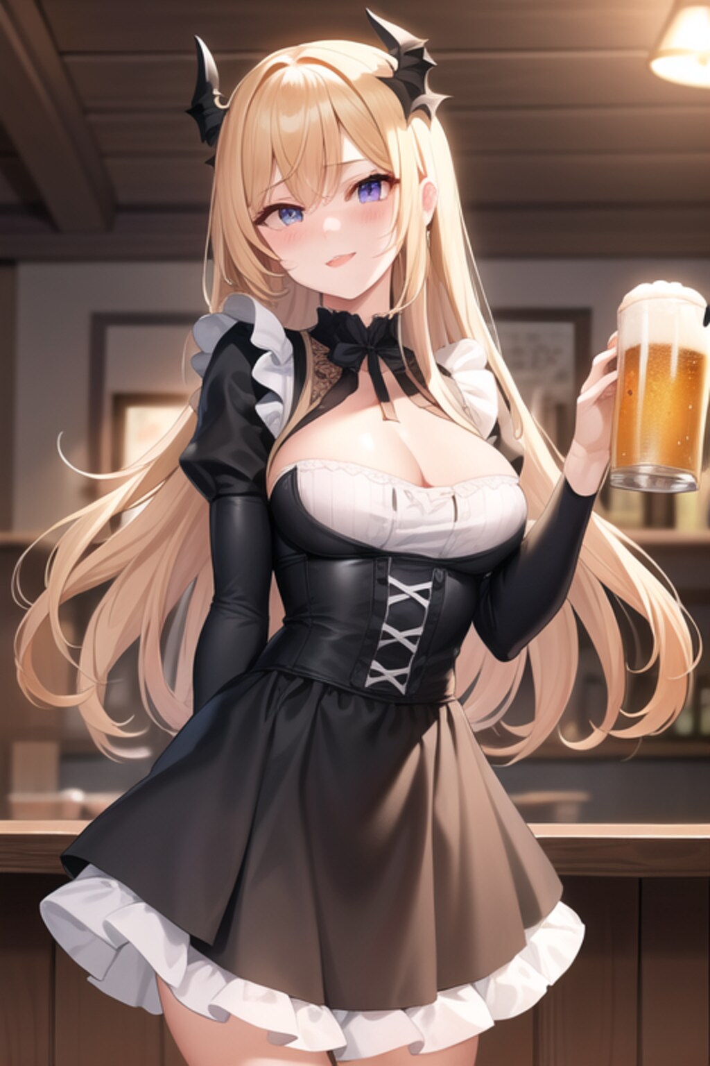 ビールを給仕する金色の髪の少女