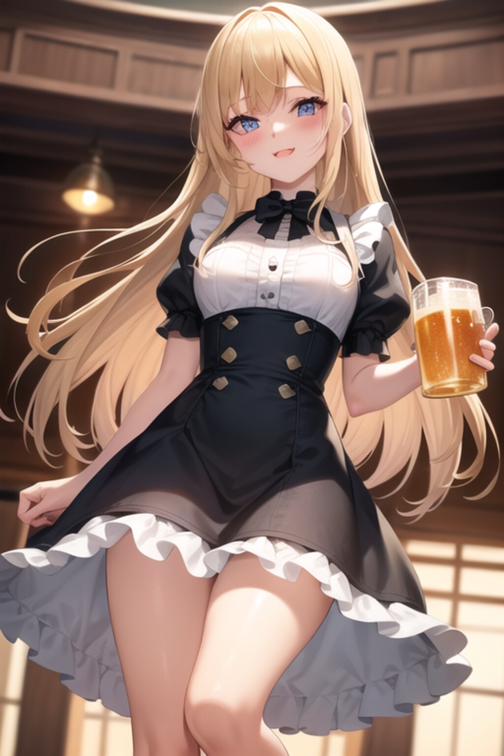 ビールを給仕する金色の髪の少女