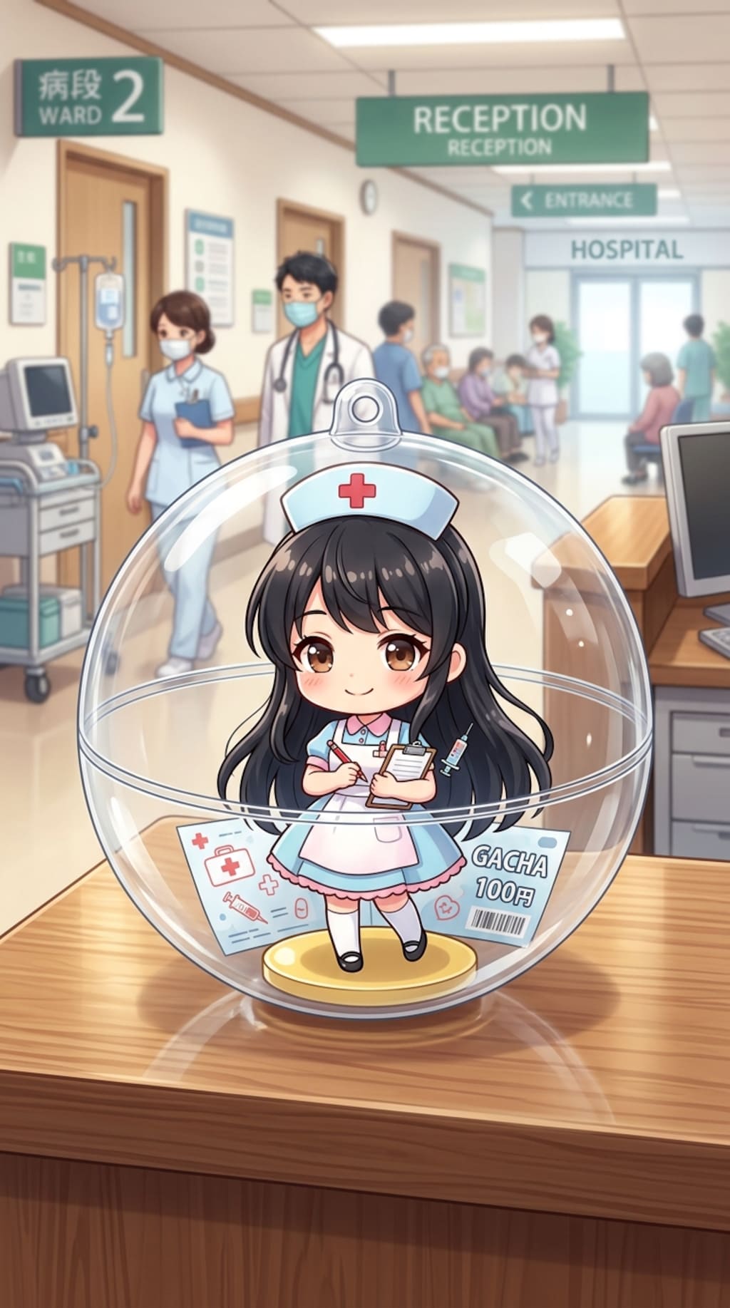 ナース服姿のSeedreamちゃんをカプセルに入れたよ