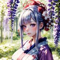 藤の花と和服少女 2枚目