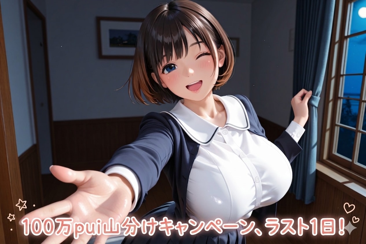 100万pui山分けキャンペーン、ラスト1日！