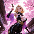 忍びの美女、夜桜💥 5枚目