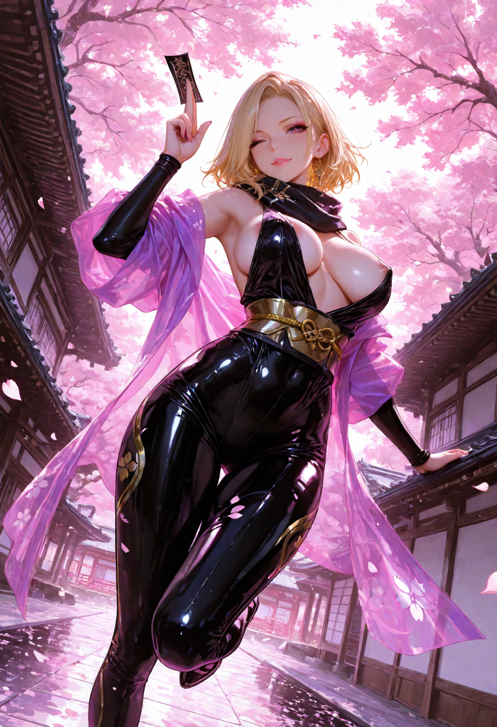 忍びの美女、夜桜💥