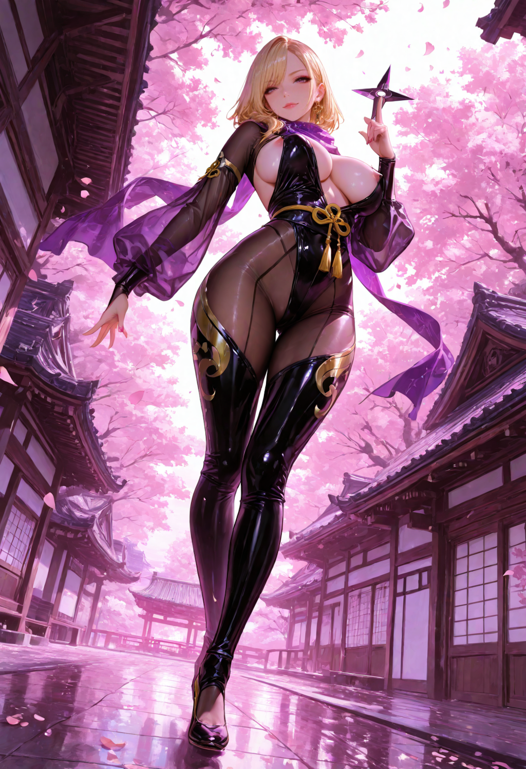 忍びの美女、夜桜💥
