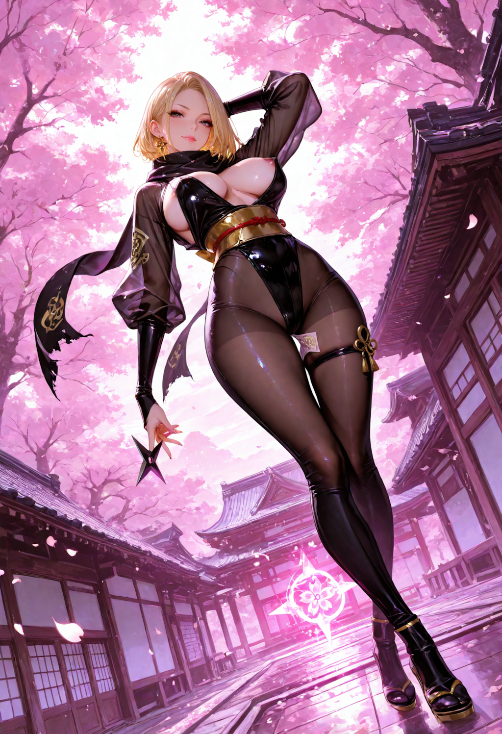 忍びの美女、夜桜💥