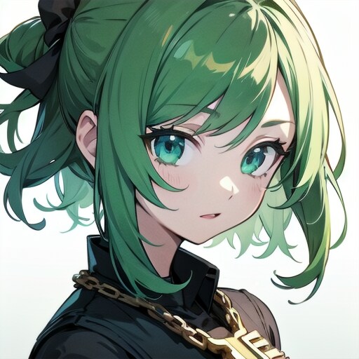緑髪ポニーテール