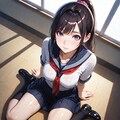 AURAでORIHIMEセーラーぺたんこ座り 3枚目