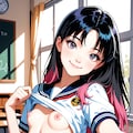 夏服をめくってセルフィー 2枚目