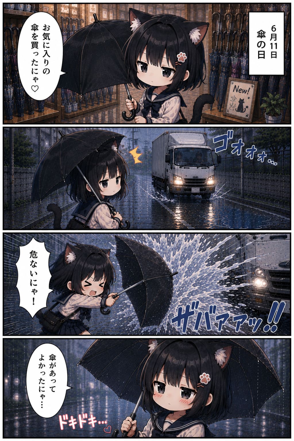 4コマ漫画 2026.06.11. 「傘の日」