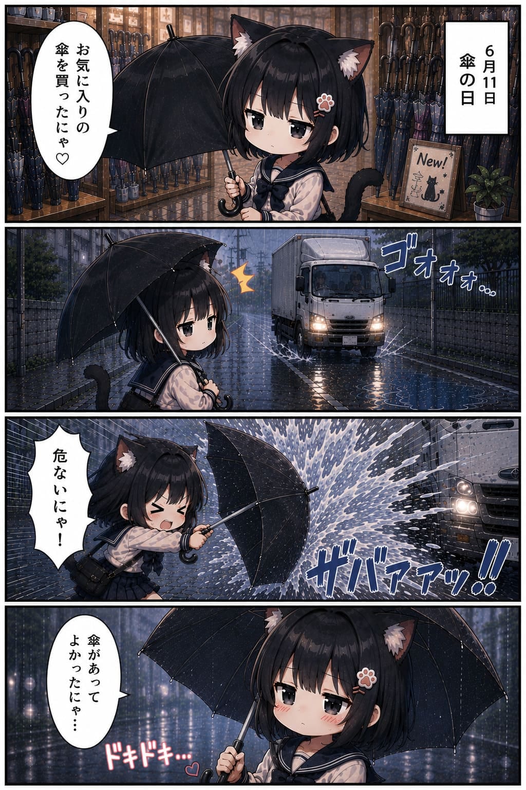 4コマ漫画 2026.06.11. 「傘の日」