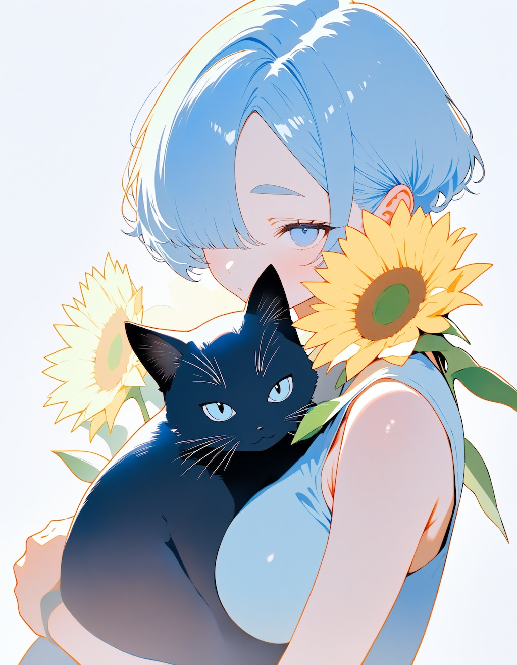 黒猫とひまわりとXL