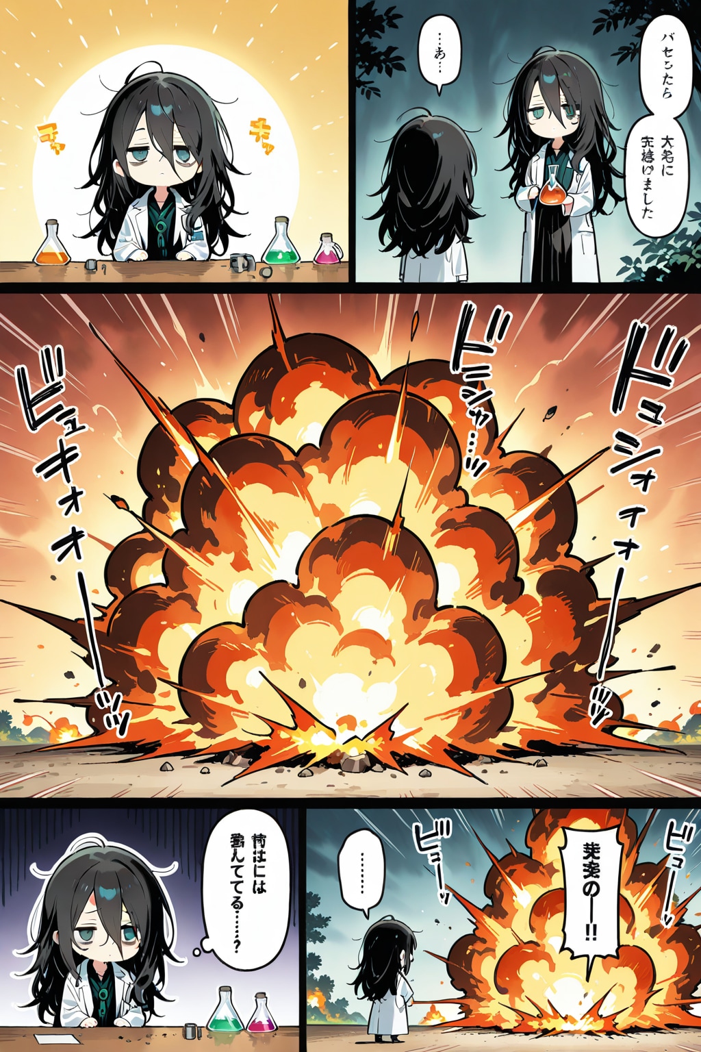 実験失敗した科学者(コミック風) | の人気AIイラスト・グラビア