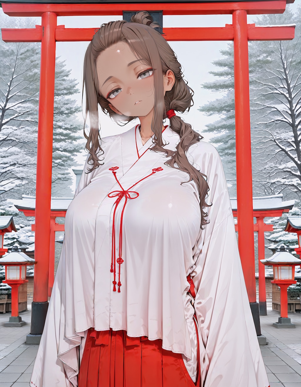 巫女のバイトで千早着てみた♪