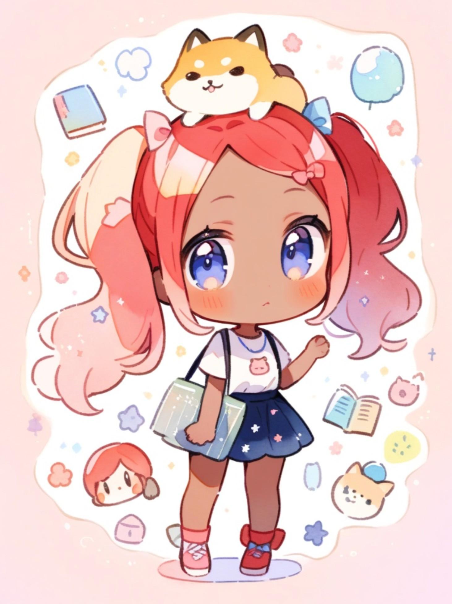 褐色肌の赤髪ちゃん | の人気AIイラスト・グラビア