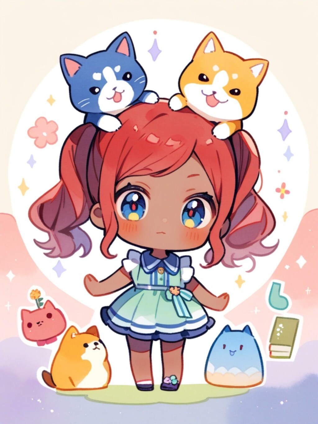 褐色肌の赤髪ちゃん