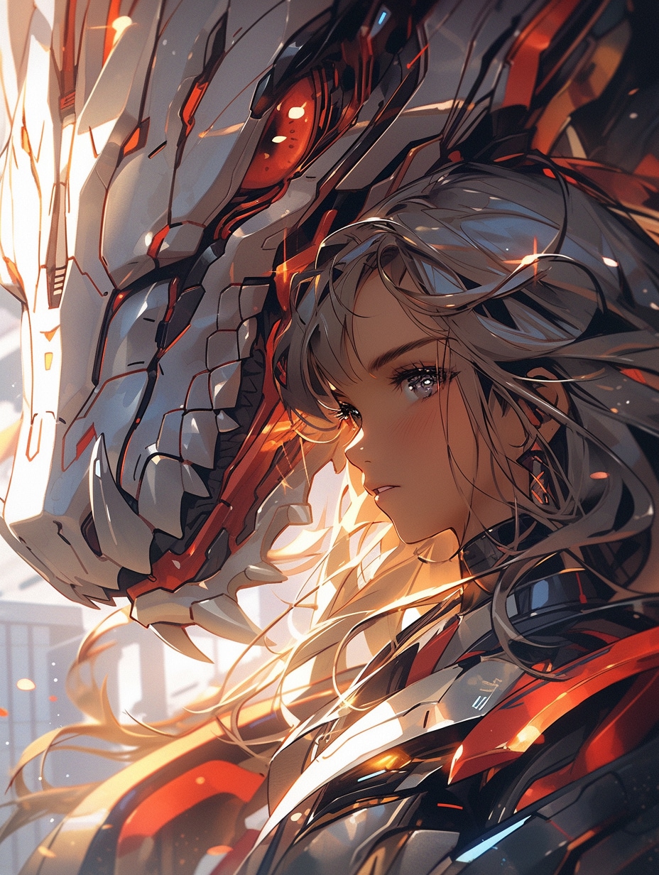 メカドラゴンと女の子 Mecha Dragon and Girl | の人気AIイラスト・グラビア