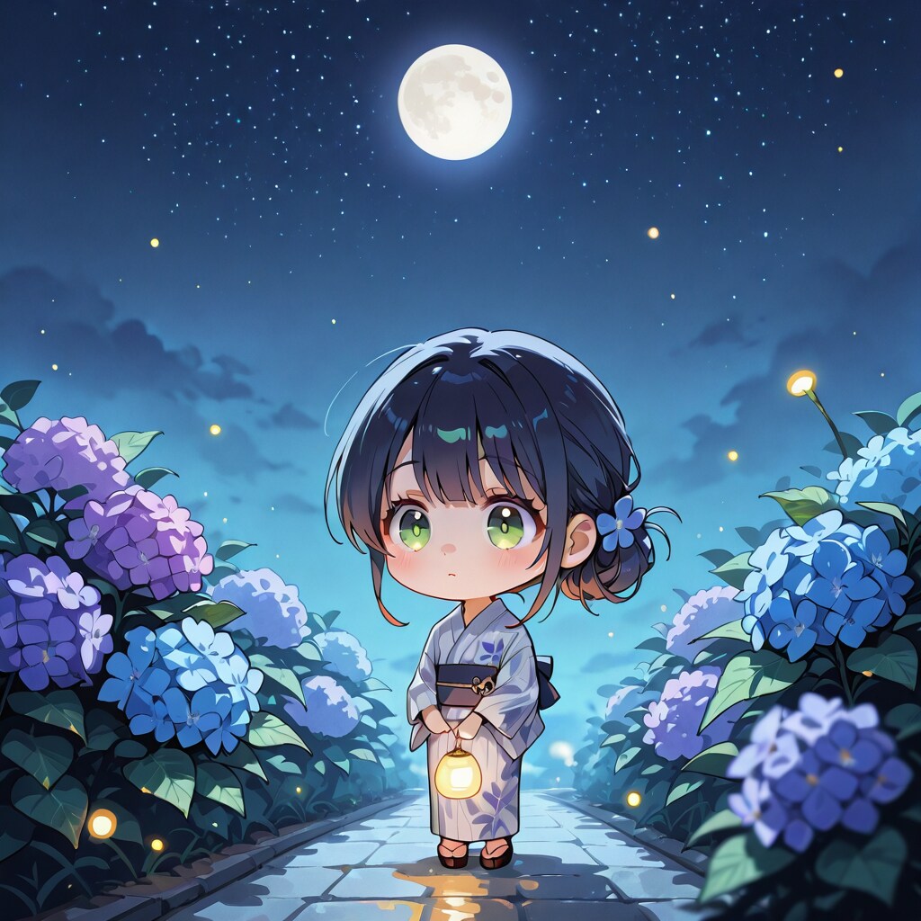 紫陽花と蛍月