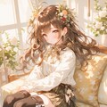 絶対領域の魅力を持つ少女の水彩画風ポートレート 2枚目