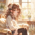 絶対領域の魅力を持つ少女の水彩画風ポートレート 3枚目