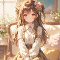 絶対領域の魅力を持つ少女の水彩画風ポートレート 5枚目