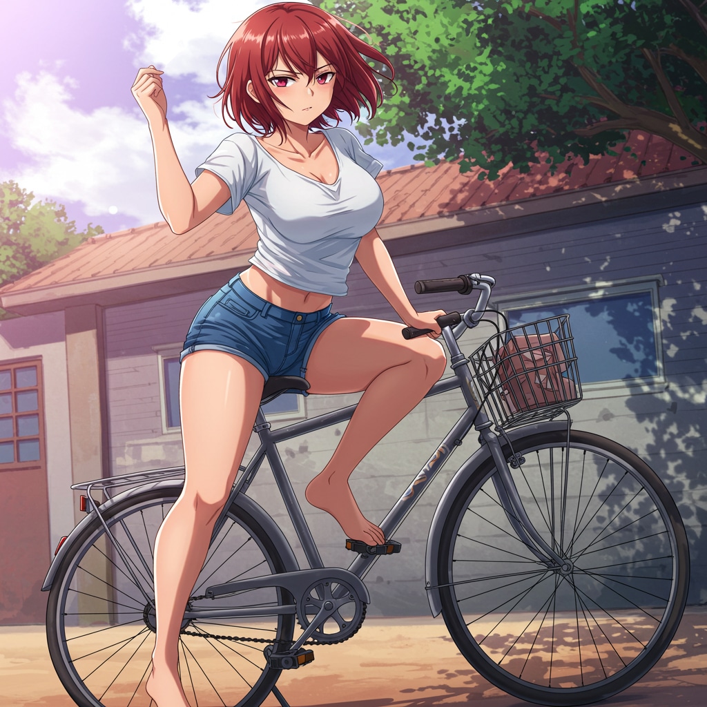 自転車に乗る あかねちゃん