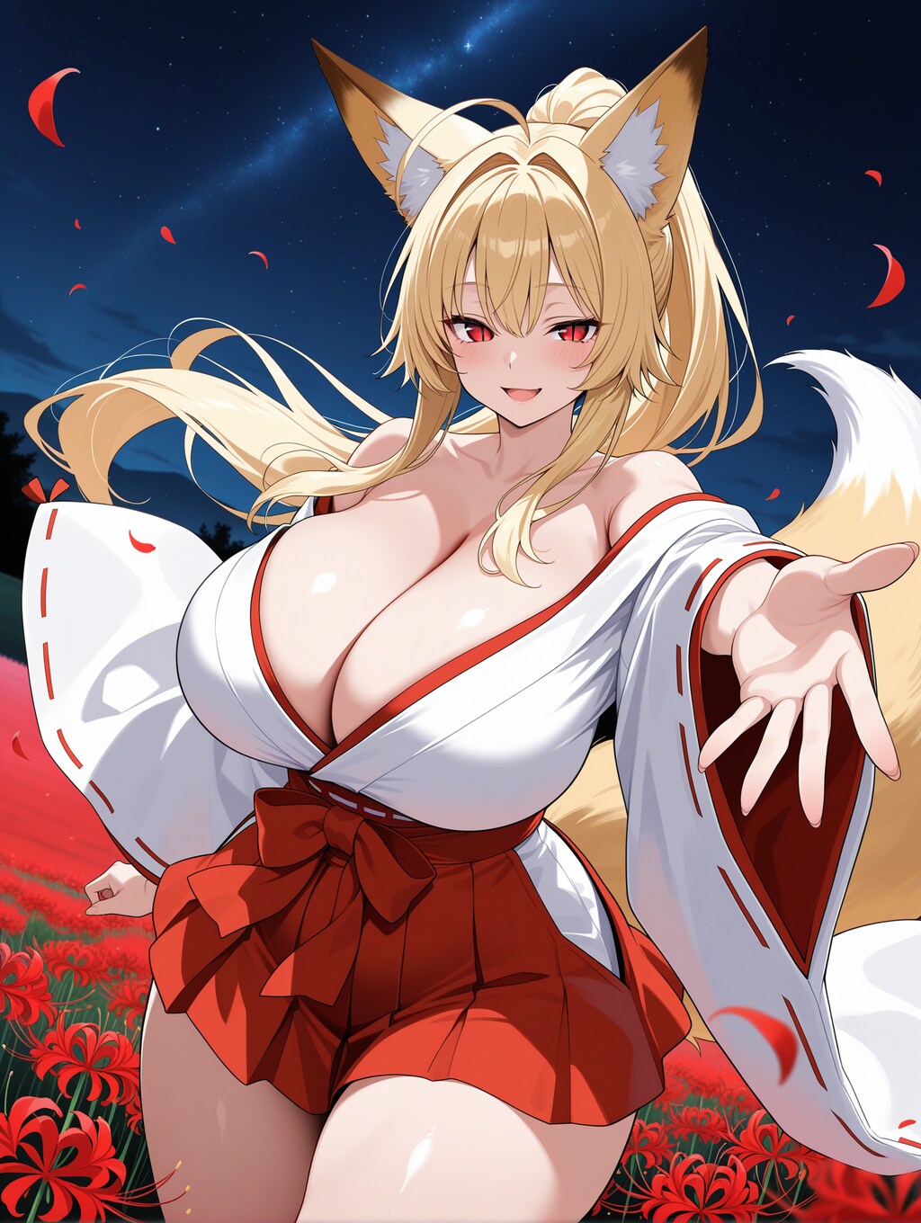 彼岸花と狐