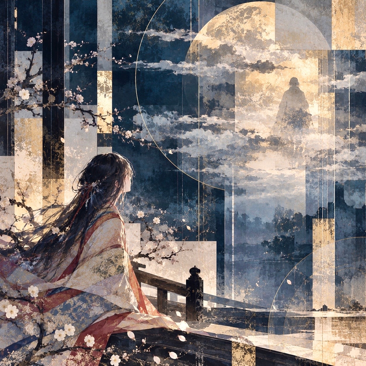 “The Moon That Hid Her — 雲に隠れる月、消える人影” | の人気AIイラスト・グラビア