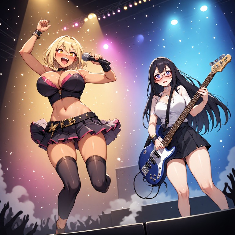 金髪ギャルと黒髪メガネ　バンド編