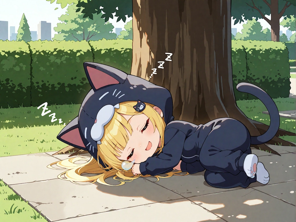 公園で寝ちゃったネコひまりちゃん