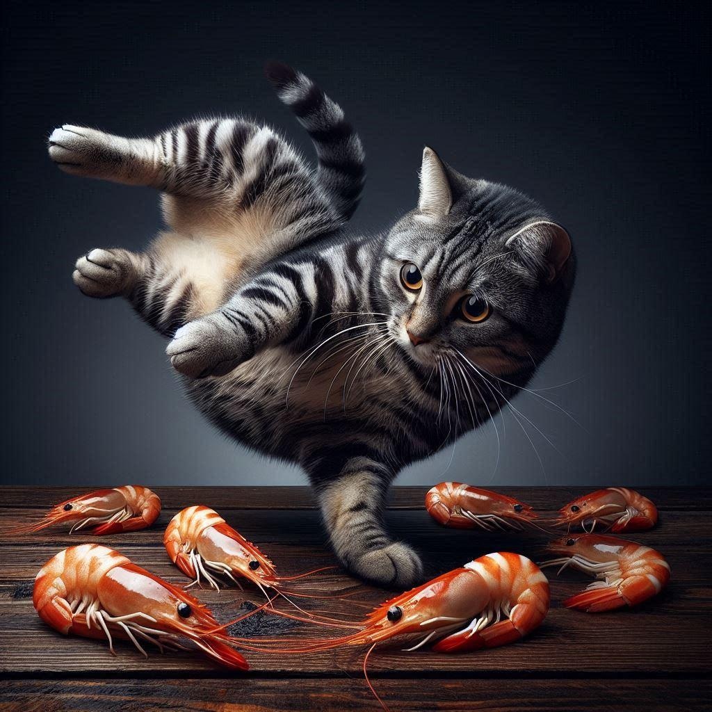 海老まっしぐらの猫