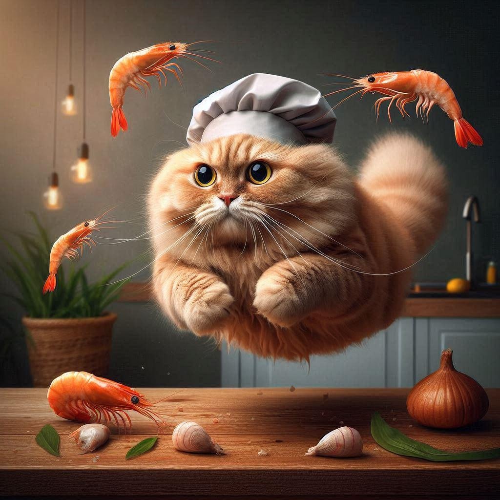 海老まっしぐらの猫