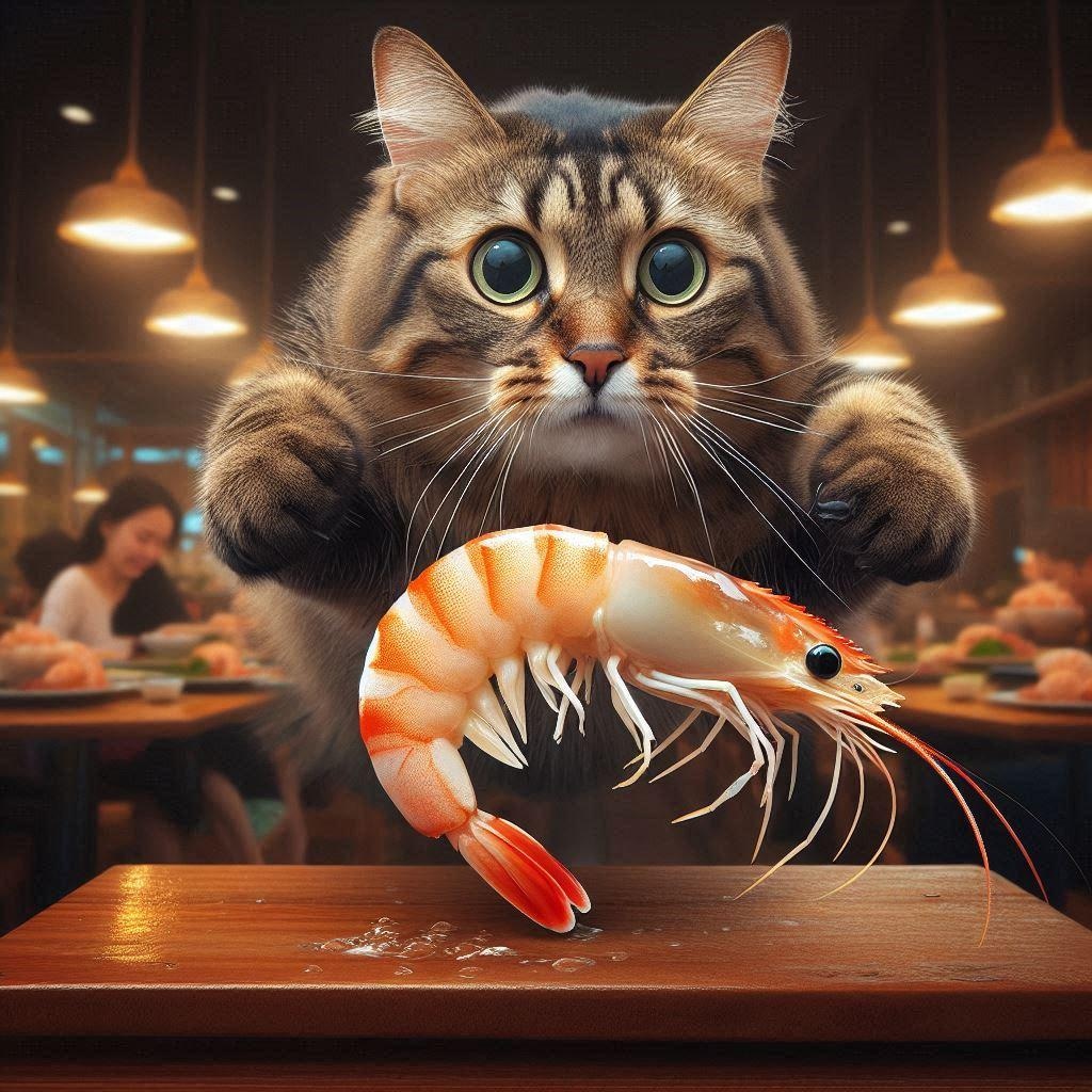 海老まっしぐらの猫