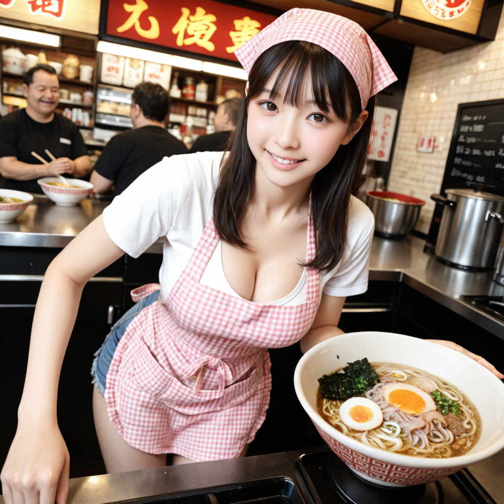 ラーメン屋さんでバイトする明るく清楚な子❤