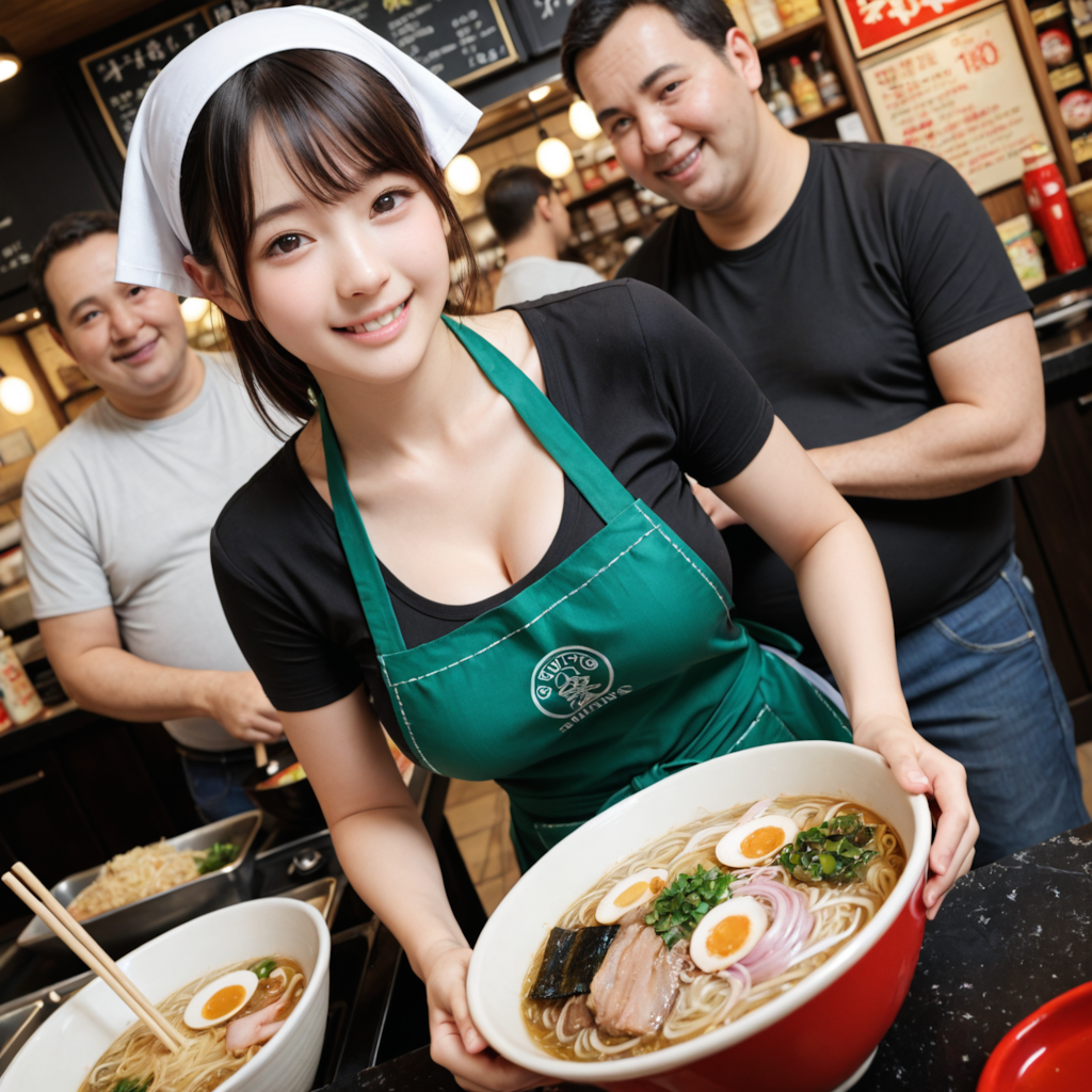 ラーメン屋さんでバイトする明るく清楚な子❤