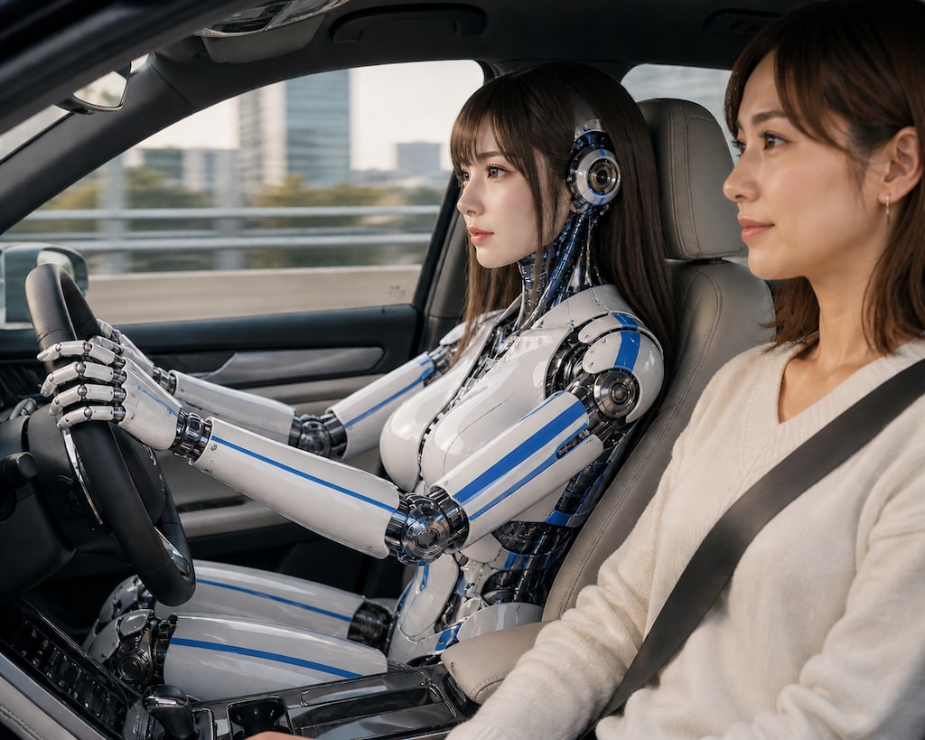 2065年、独身ドライブ旅行の様子