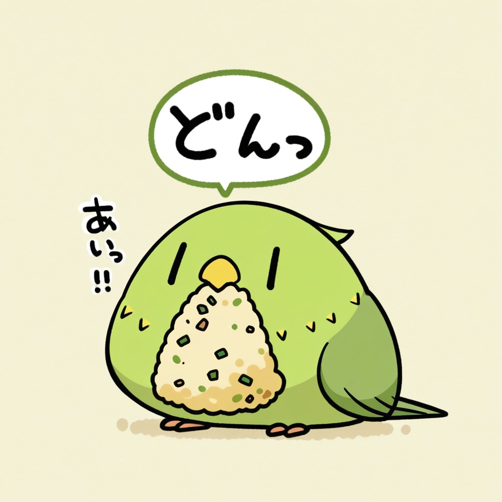 チャーハンを食べるインコ