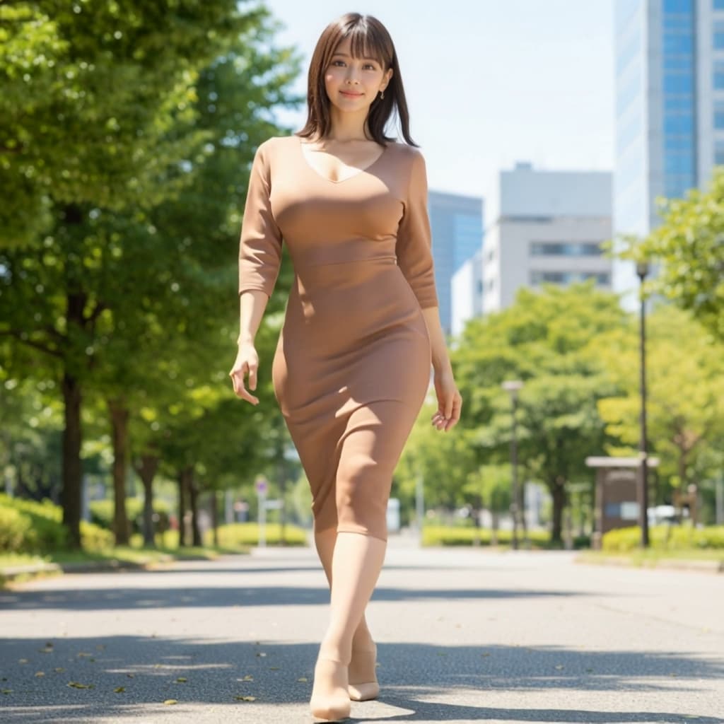 丈が長いのにマキシワンピースはセクシー（AI動画は別サイトで）